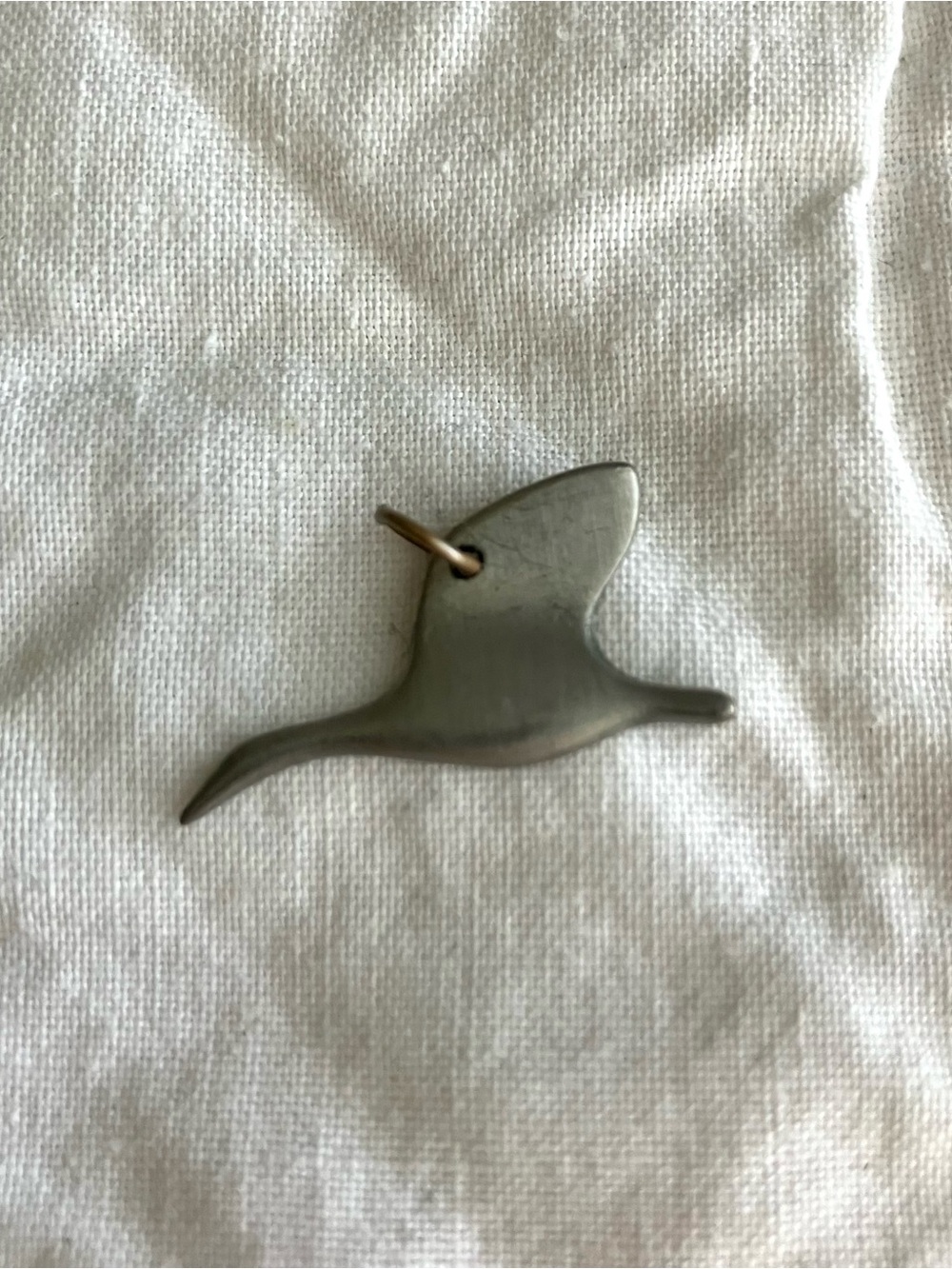 Vintage pewter flying goose or Beach Coastal seagull pendant